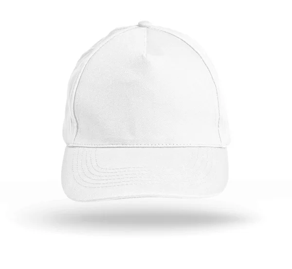 Белая бейсбольная кепка на белом фоне . — стоковое фото