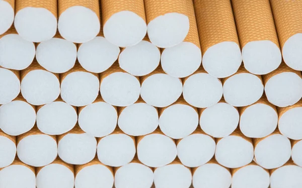 Makroaufnahme Von Zigarettenfiltern Stapel Tabakzigaretten — Stockfoto