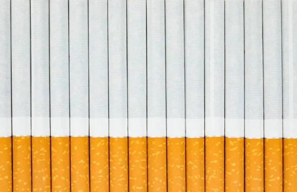 Long Row Cigarettes Orange Filter Tips — Stock Photo, Image