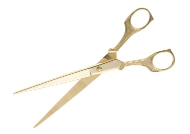 Beyaz arkaplanda gümüş metal makas