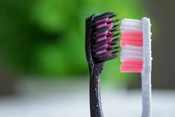 Close Shot Set Multicolored Toothbrushes — Stock Photo, Image