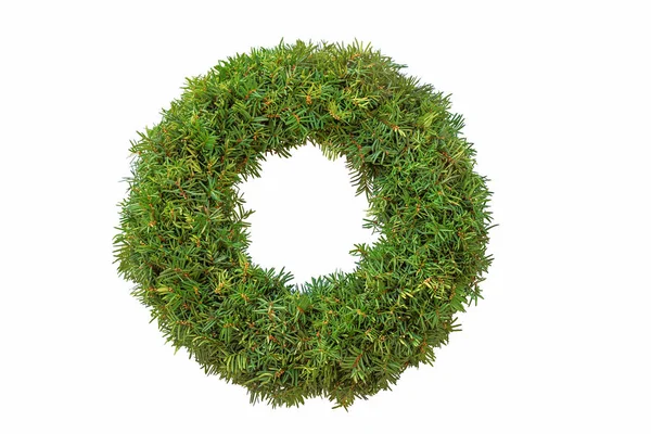 Traditional undecorated evergreen yew wreath for christmas — Stock Photo, Image
