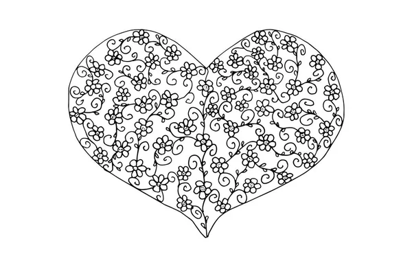 Coeur de valentines rempli de motif de fleurs — Photo