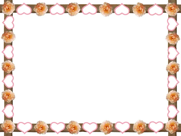 Frame with roses and love hearts — Stock Photo, Image