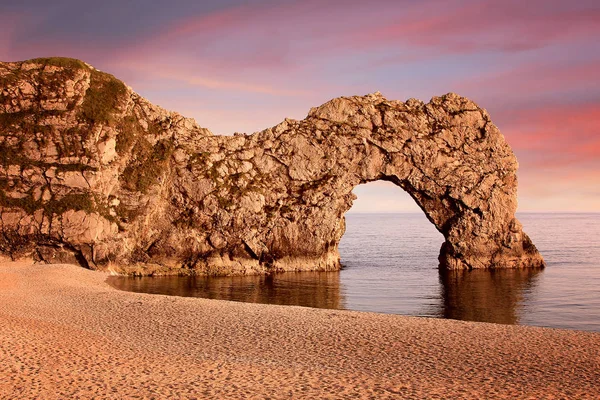 Tramonto sulla spiaggia, Durdle Door Dorset — Foto Stock