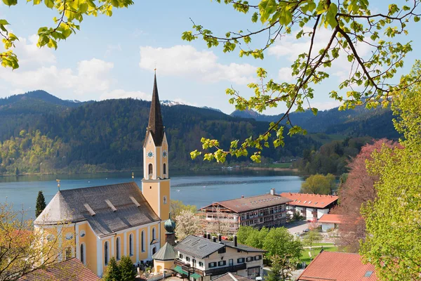 Wunderschöne Sixtus Kirche Kurort Schliersee Oberbayern Frühling — Stockfoto