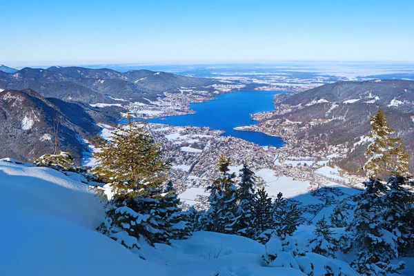 View Wallberg Mountain Top Tourist Area Lake Tegernsee Winter Upper — Stock Photo, Image