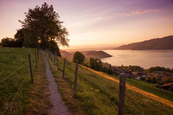 Utsiktsplats Buel Ovanför Krattigen Byn Med Utsikt Över Sjön Thunersee — Stockfoto