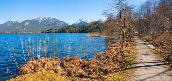 Walkway Lake Barmsee Early Springtime Upper Bavarian Landscape — Stock Photo, Image