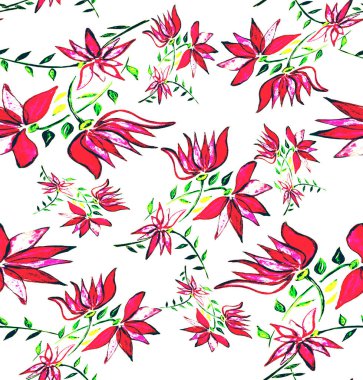 Çiçeksel soyut, dikişsiz suluboya deseni.