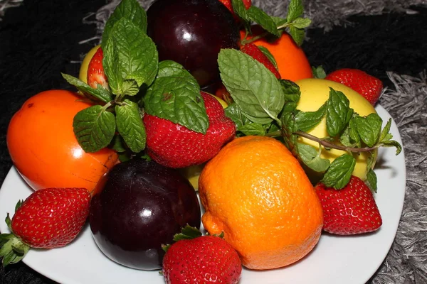 Tasty Healthy Fruits Textured Background — Stock Photo, Image