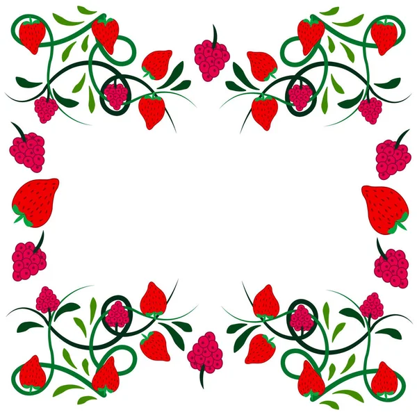红色花园浆果问候卡框架 — 图库矢量图片