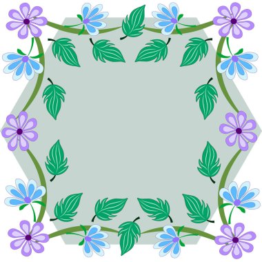 Çiçek bahçesi elementleri kart çerçevesi.