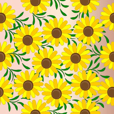Soyut ayçiçekleri dikişsiz kumaş deseni.