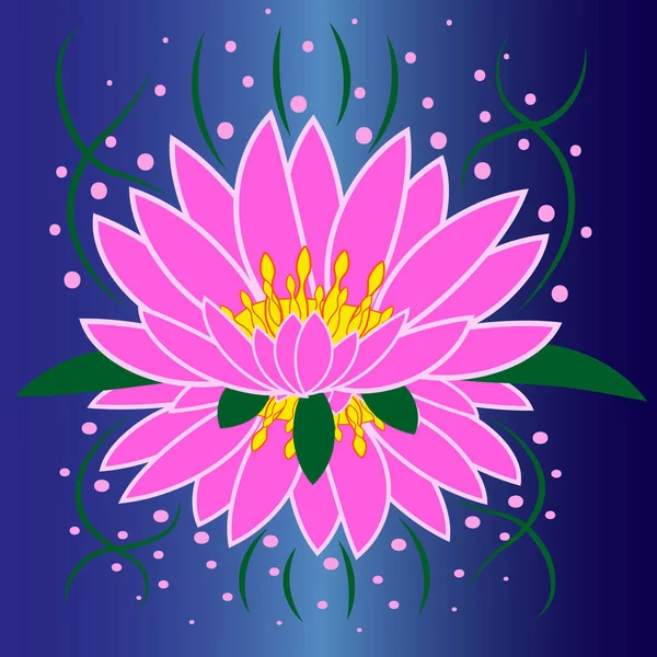 Pimk Fantasy Lotus Sur Fond Bleu — Image vectorielle