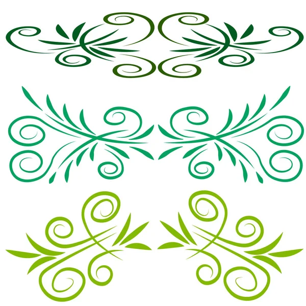 Grüne Florale Dekorationselemente Gesetzt — Stockvektor