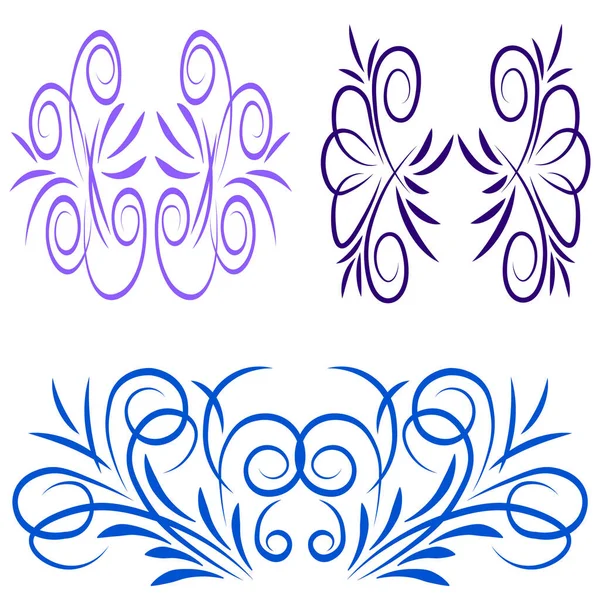 Ensemble Éléments Décoration Florale Bleue — Image vectorielle