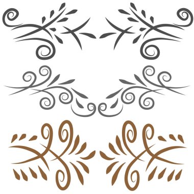 Gri ve kahverengi dekorasyon ögeleri ayarlandı.