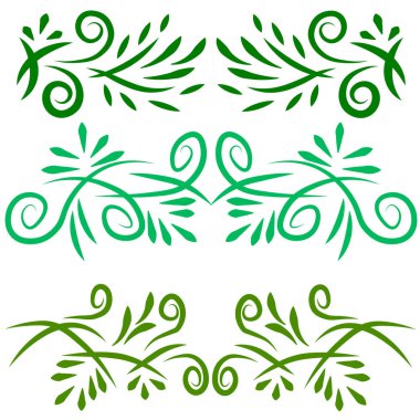 Yeşil çiçek süsleme elementleri ayarlandı.