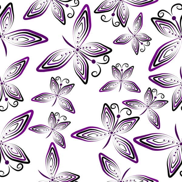 Elegante Abstrakte Schmetterlinge Mit Nahtlosem Muster — Stockvektor