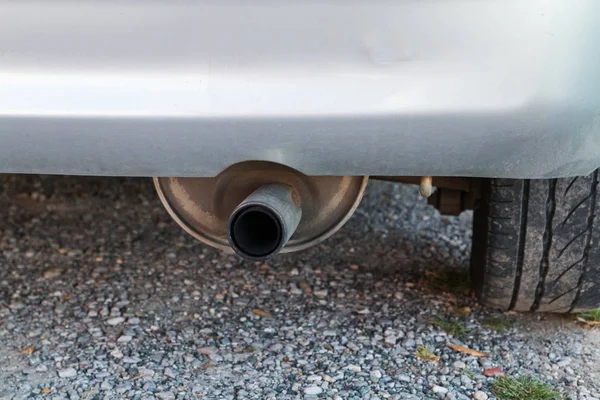 Close up on car exhaust pipe