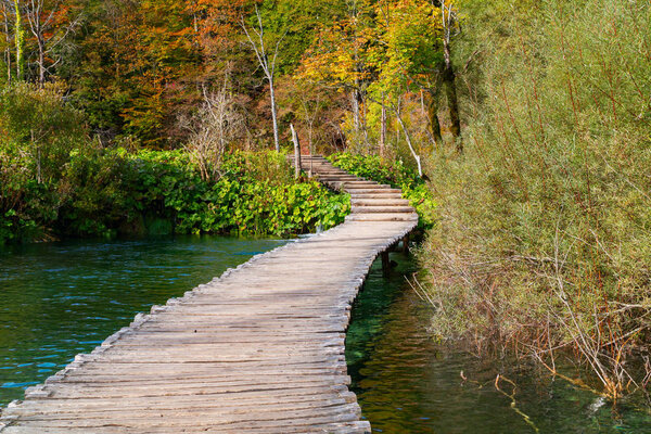 Wood path in the Plitvice lake national park
