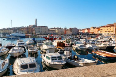 Ortaçağ Şehir, Rovinj, evler ve kilise ile renkli