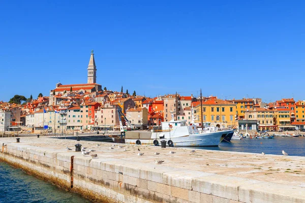 Cidade medieval bonita e acolhedora de Rovinj, colorida com casas — Fotografia de Stock