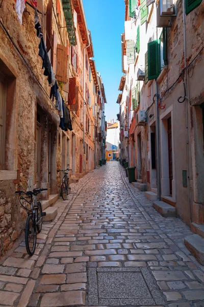 Calm, peaceful little tight narrow streets and colorful houses o