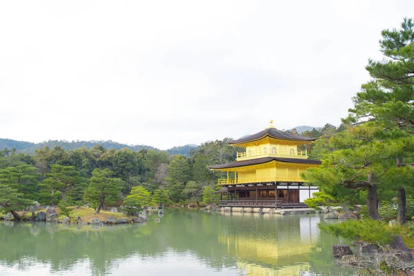 Kinkakuji veya altın tapınak kışın, Kyoto, Japonya