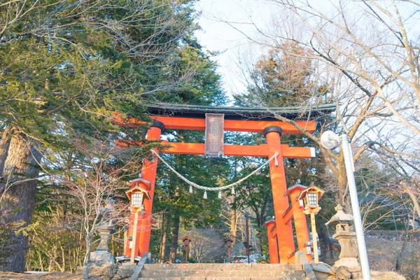 Fujiyoshida, japan - 27. januar 2016: arakurayama sengen park in fujiyoshida, japan.the location to see — Stockfoto