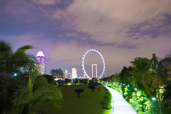 Noční pohled Garden Bay, Singapur — Stock fotografie