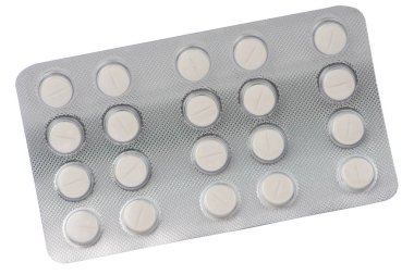 Vakumlu Ambalaj içinde beyaz tıbbi tablet