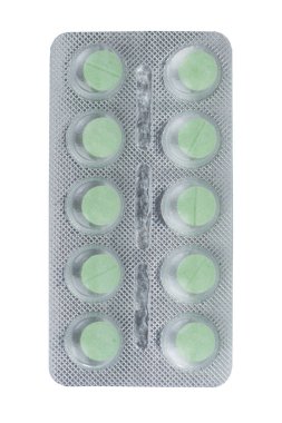 Vakumlu Ambalaj üzerinde beyaz yeşil tıbbi tablet