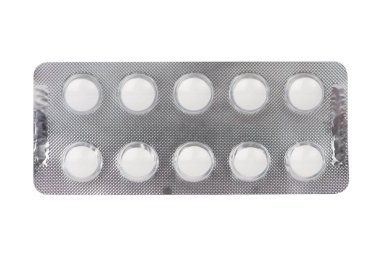 Vakumlu Ambalaj içinde beyaz tıbbi tablet