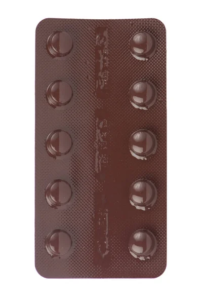 Braune Medizinblisterverpackung, schützt leichte Verpackungen — Stockfoto