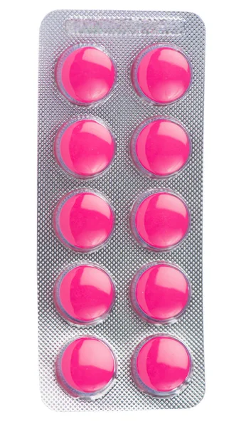 Roze tablet in transparante blister pack — Stockfoto