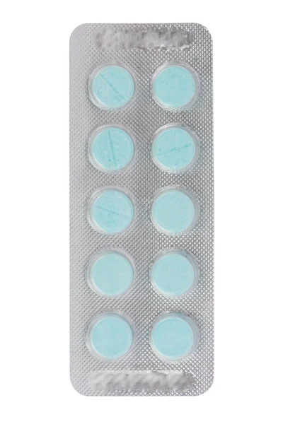 Pastillas de medicamento azul en blíster —  Fotos de Stock