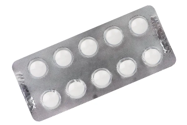 Weiße Medizinische Tablette Blisterverpackung — Stockfoto