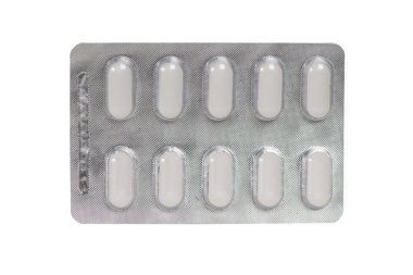 Beyaz üzerine saydam tıbbi tablet paketi