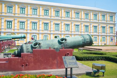 Bangkok, Thailand : 2019, December 5 :Old cannon in front of Ministry of Defense  at Bangkok, Thailand.