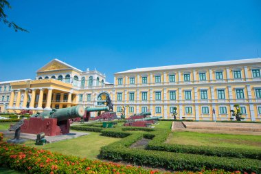 Bangkok, Thailand : 2019, December 5 :Old cannon in front of Ministry of Defense  at Bangkok, Thailand.