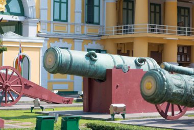 Bangkok, Thailand : 2019, December 5 :Old cannon in front of Ministry of Defense  at Bangkok, Thailand.