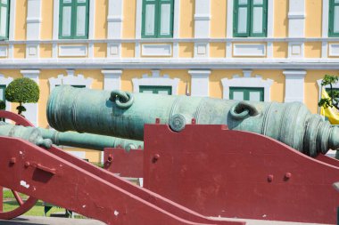 Bangkok, Thailand : 2019, December 5 :Old cannon in front of Ministry of Defense  at Bangkok, Thailand.