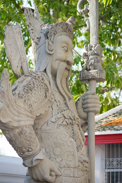 Escultura Guerreiro Chinês Wat Phra Chettuphon Wimon Mangkhalaram Wat Pho — Fotografia de Stock