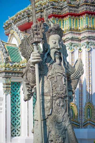 Scultura Guerriero Cinese Wat Phra Chettuphon Wimon Mangkhalaram Wat Pho — Foto Stock