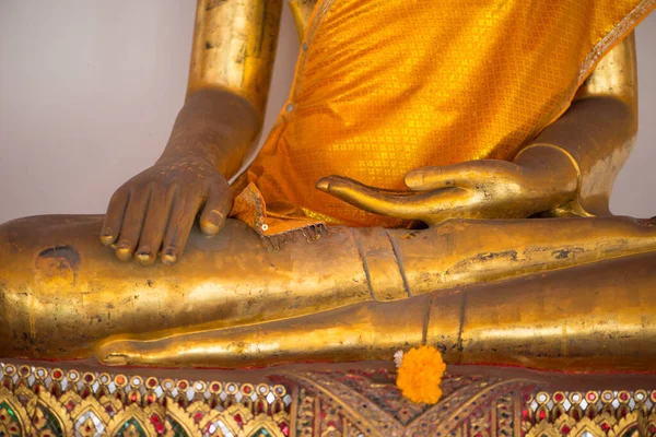 Cerrado Mano Buda Oro Wat Phra Chettuphon Wimon Mangkhalaram Wat — Foto de Stock