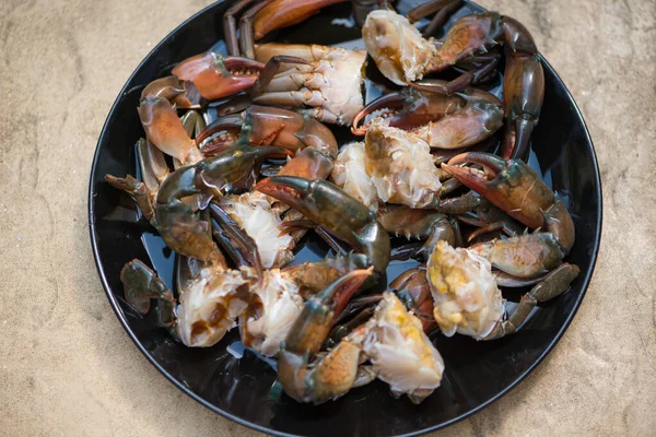 Crabe Noir Sauce Poisson Raide Manger Avec Sauce Épicée Nourriture — Photo