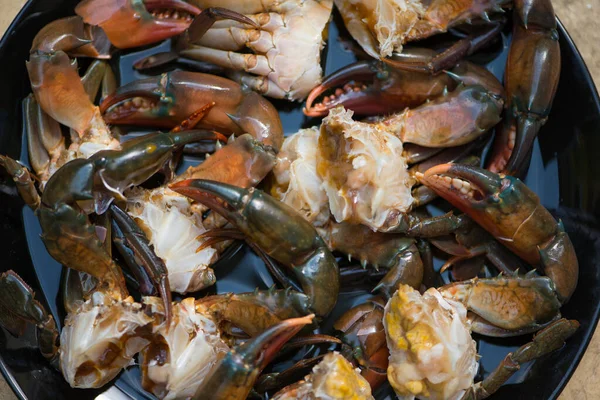 Schwarze Krabben Steile Fischsoße Und Essen Mit Würziger Sauce Das — Stockfoto