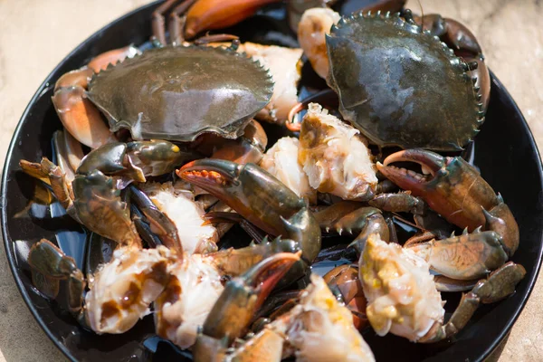 Crabe Noir Sauce Poisson Raide Manger Avec Sauce Épicée Nourriture — Photo